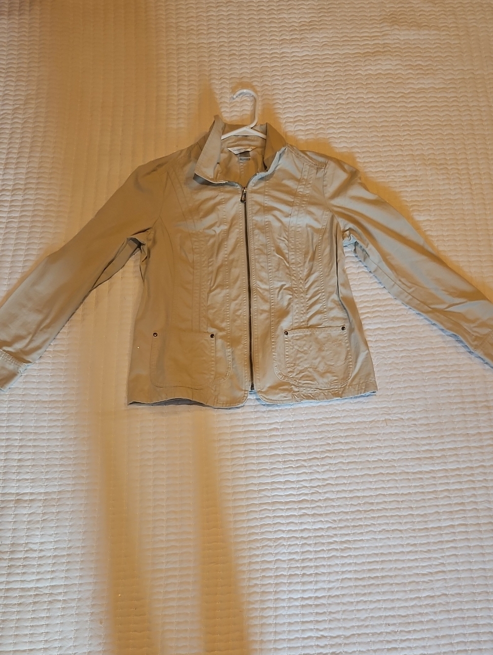 Christopher & Banks Light Beige Zip-Front Utility Jacket